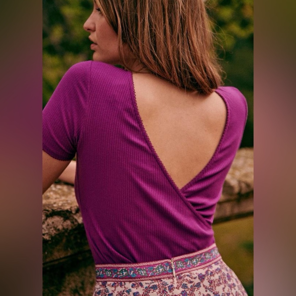 Sezane Purple Short Sleeve Tee